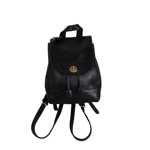 Vtg Coach 9960 black leather small backpack